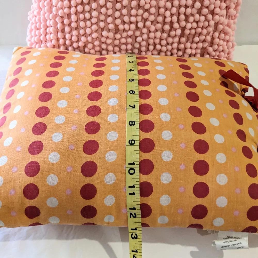 JCPenny Home Collection Throw Pillows Pink Red Pom Pom Polka-a-dot